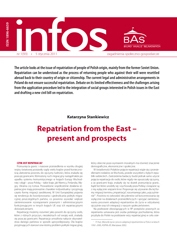 Repatriation from the East - present and prospects Cover Image