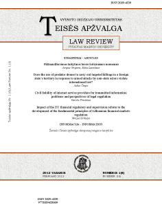 Impact of the EU Financial Regulatory and Supervision Reform to the Development of the Fundamental Principles of Lithuanian Financial Markets Regulati Cover Image