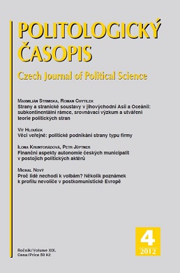 Financial Aspects of the Autonomy of Czech Municipalities in the Attitudes of Political Actors Cover Image