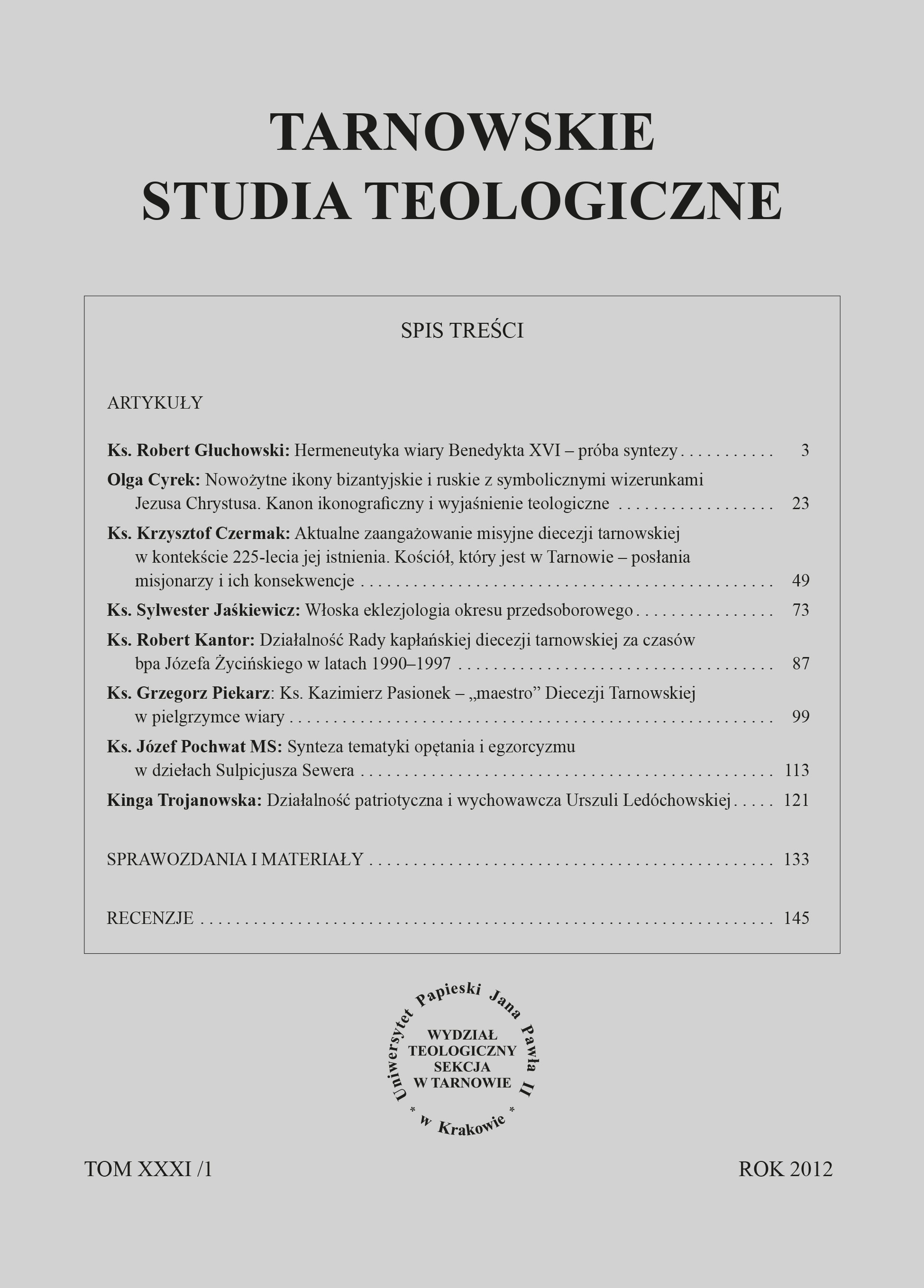 Działalność Rady kapłańskiej diecezji tarnowskiej za czasów bpa Józefa Życińskiego w latach 1990-1997