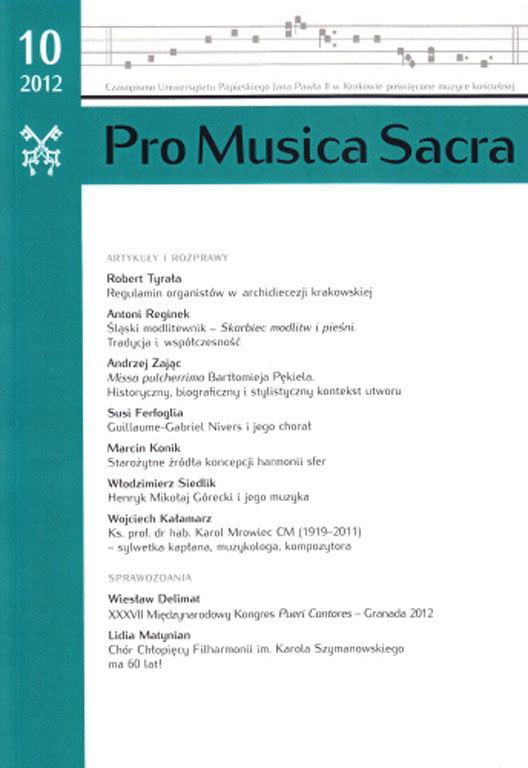 The regulations of organists in the Archdiocese of Krakow Cover Image