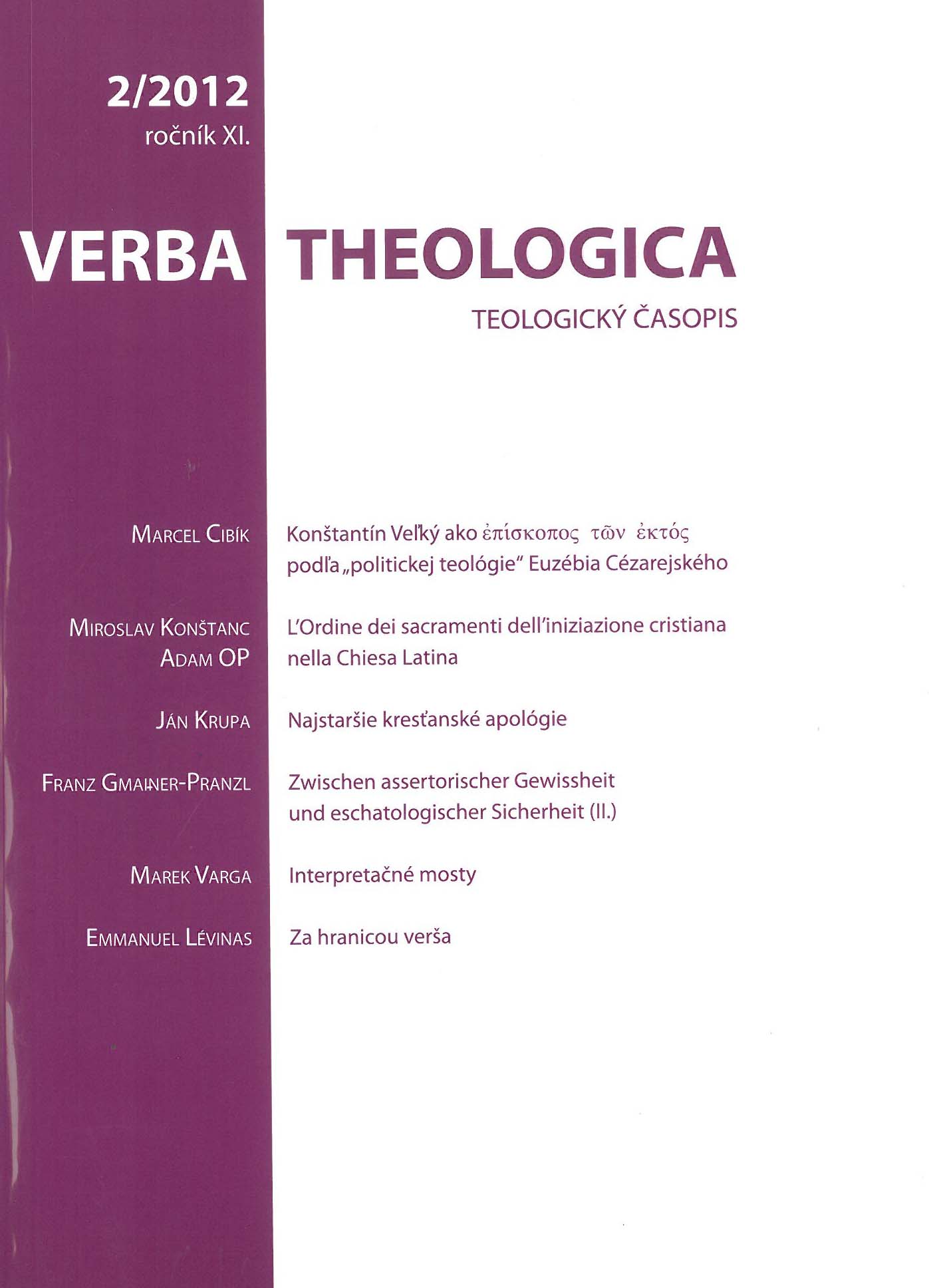 Emmanuel LÉVINAS: Za hranicou verša. „K obrazu Božiemu“ pod_a Rabiho Chajima Voložinera (venované Hermanovi Heeringovi, profesorovi teológie na Leydenskej univerzite)