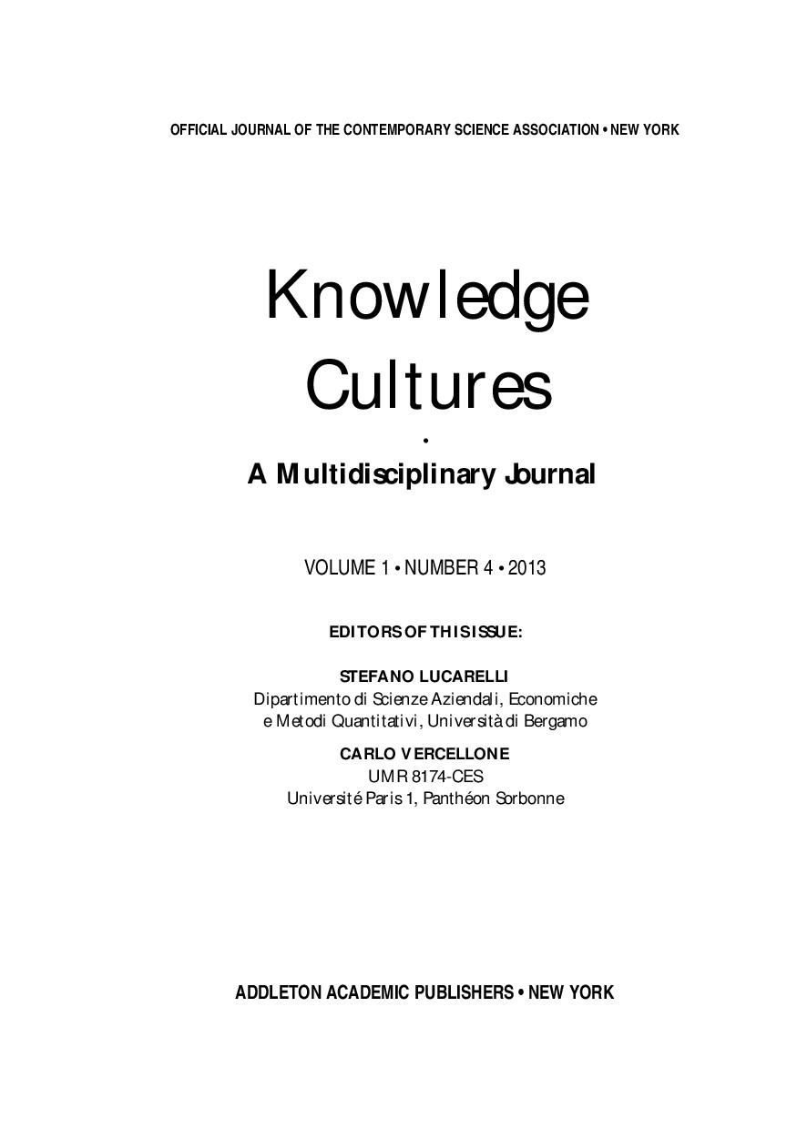 COGNITIVE-CULTURAL PRODUCTION, DIGITAL LABOUR AND THE NEW FRONTIERS OF KNOWLEDGE. A CONVERSATION WITH ALLEN J. SCOTT Cover Image