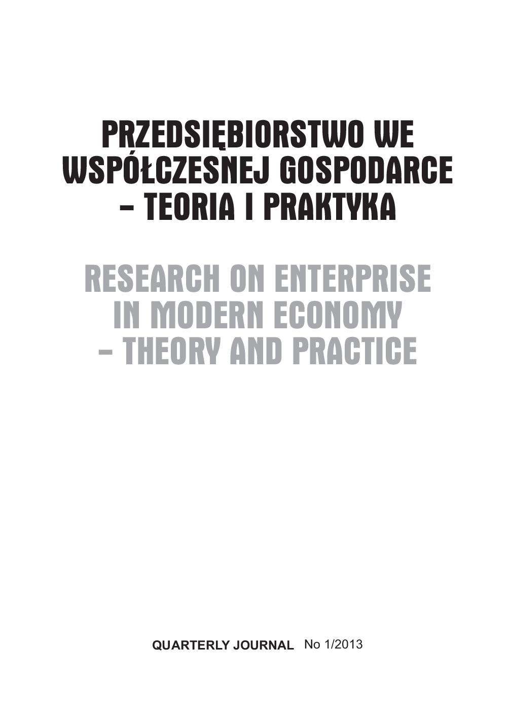 The Attitude of Polish Entrepreneurs to the Fact of Staging the Mega Sport Event – the Case of Pomeranian SMEs Towards Euro 2012 Cover Image