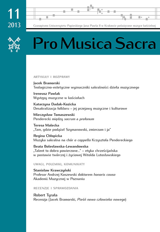 Teologiczno-estetyczne wyznaczniki sakralności dzieła muzycznego