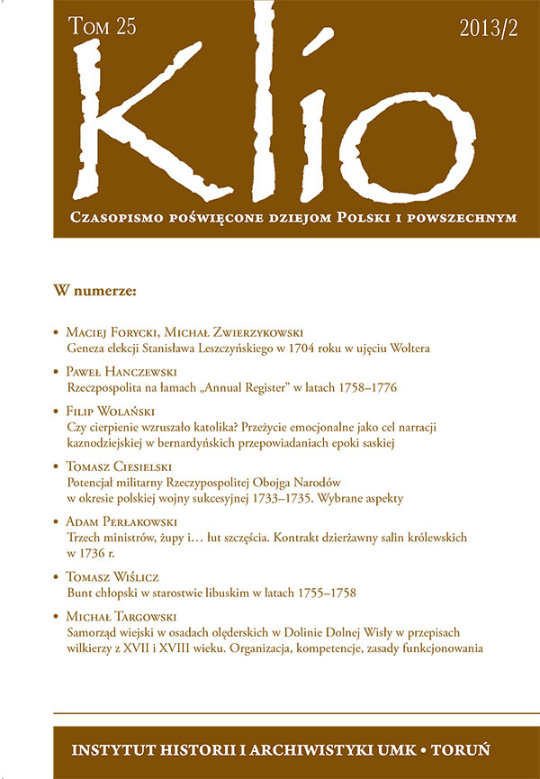 Peasant self-government in Olęder villages in Lower Vistula Valley in regulations of the village laws (willkürs) from 17th and 18th centuries. Organization, responsibilities, rules of operation Cover Image