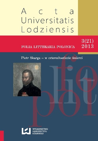 Reception of Skarga’s Parenetic Method in Polish Hagiography of Nineteenth Century Prokop Leszczyński OFMCap (1812–1895) and Ultramontanistic Sources  Cover Image