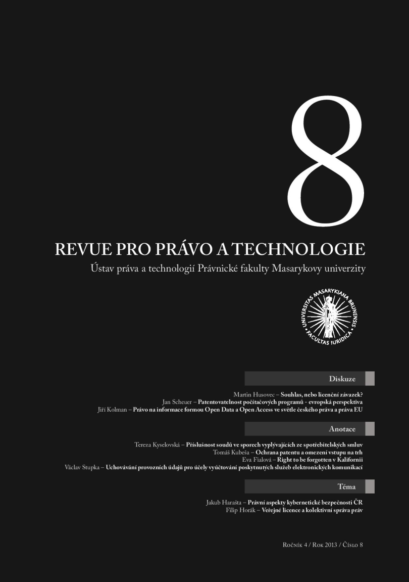 Právo na informace formou Open Data a Open Access ve světle českého práva a práva EU