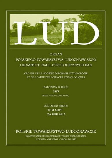 PLENARY MEETING OF THE COMMITTEE OF ETHNOLOGICAL SCIENCES, POLISH ACADEMY OF SCIENCES, WARSZAWA, 7 DECEMBER 2012 Cover Image