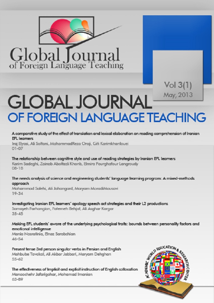 A comparative study of the effect of translation and lexical
elaboration on reading comprehension of Iranian EFL learners