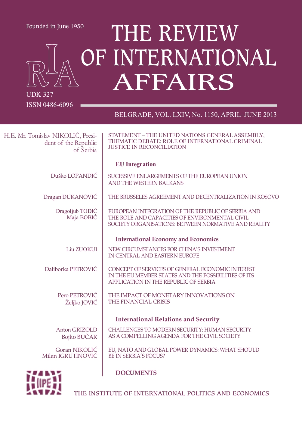 European integration of the Republic of Serbia and the role and capacities of environmental civil society organisations: between normative and reality Cover Image