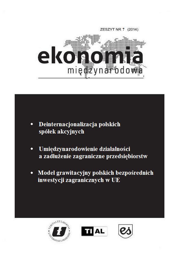 The determinants of FDI flows from Poland to EU countries. Gravity model using panel data approach Cover Image