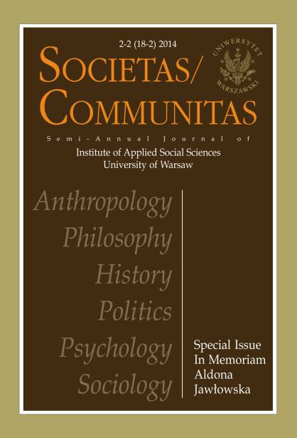 On Professor Aldona Jawłowska, the Mastermind and Editor-in-Chief of 'Societas/Communitas' Cover Image