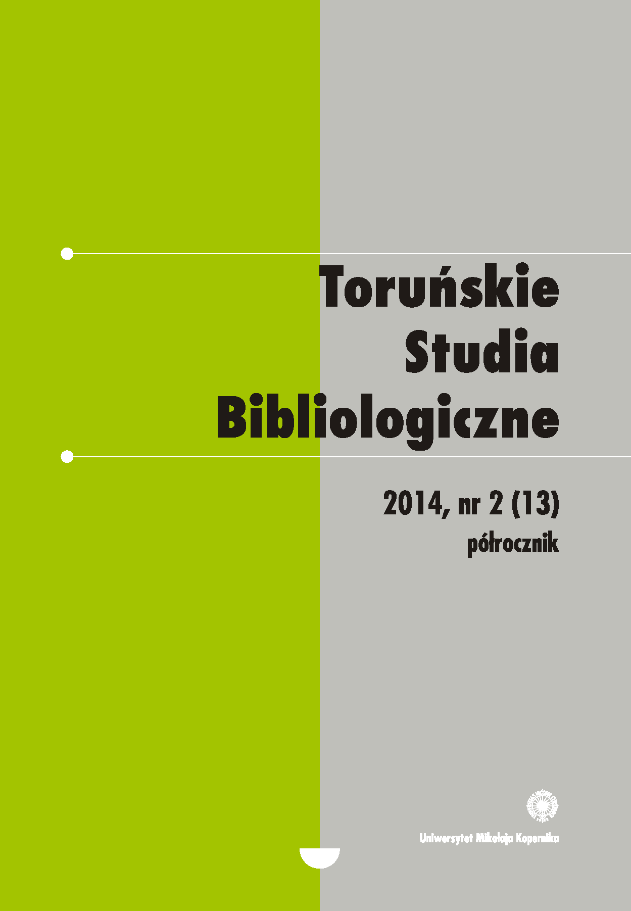 Katowice “Bibliological Study” (1983−2011) – an attempt of description Cover Image