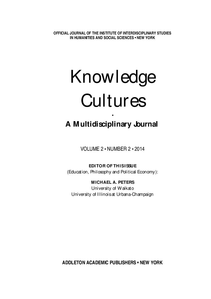 SUBJECTIVITY, EMPLOYABILITY AND THE CRISIS OF YOUTH UNEMPLOYMENT IN THE GREAT GLOBAL RECESSION: 
NOTES TOWARDS A CONCEPT OF KNOWLEDGE SOCIALISM Cover Image