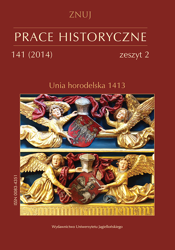 Tradition of the Union of Horodło as a political argument in the Polish-Lithuanian relations during the time of the Vasas. Contribution to research Cover Image