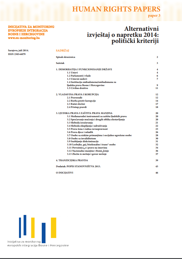 2014 ALTERNATIVE PROGRESS REPORT: POLITICAL CRITERIA Cover Image