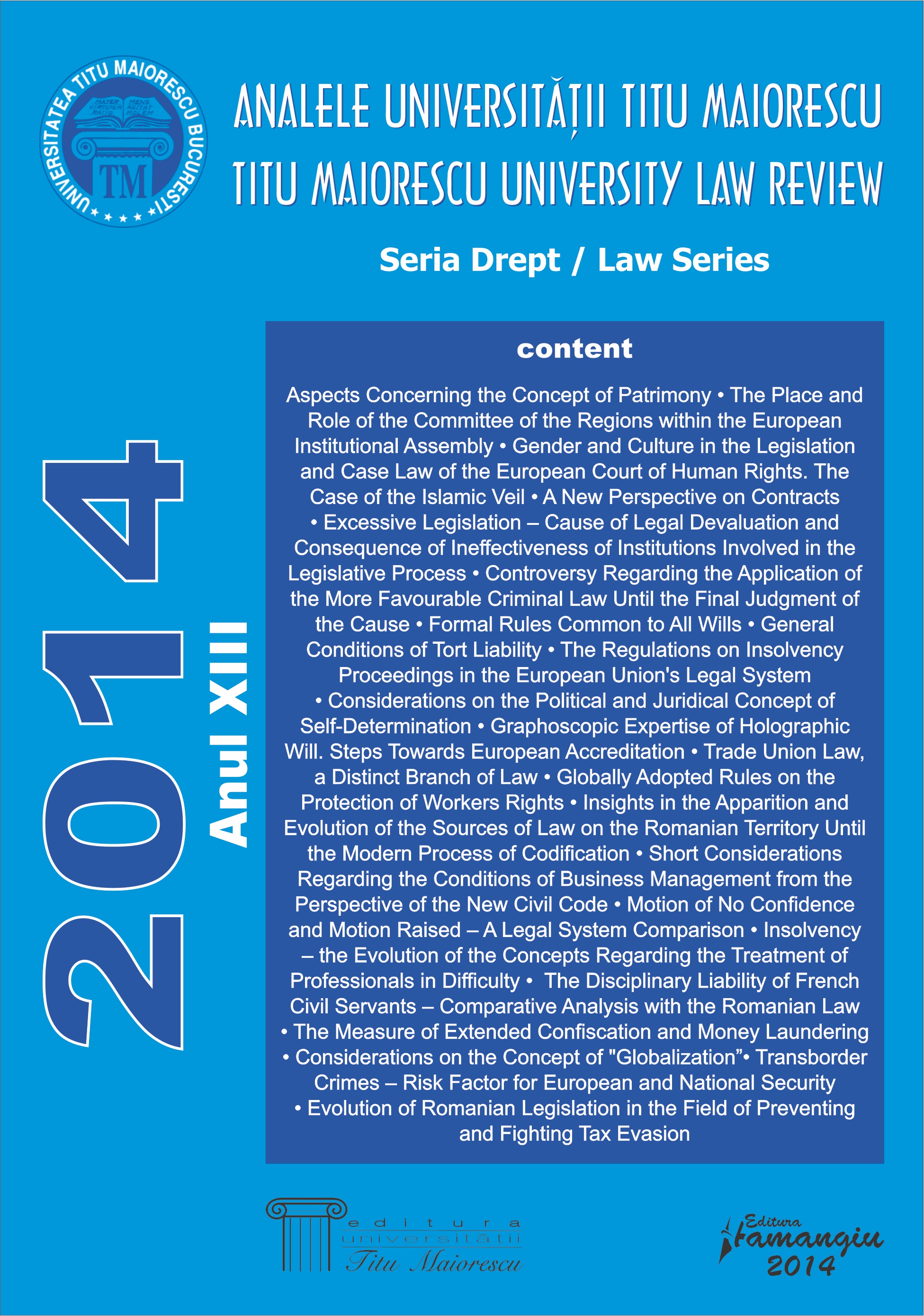 GENDER AND CULTURE IN THE LEGISLATION AND CASE LAW OF THE EUROPEAN COURT OF HUMAN RIGHTS. THE CASE OF THE ISLAMIC VEIL Cover Image