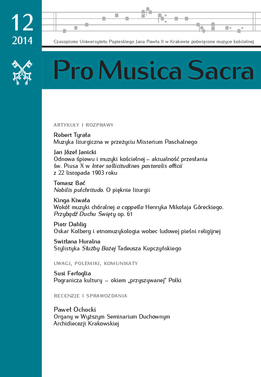 Restoration of sacred song and music – the relevance of the St. Pius X’s message Inter sollicitudines pastoralis officii from 22nd November 1903 Cover Image