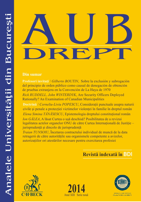 Specific Remarks on the Civil or Criminal Nature of the Victims of Domestic Violence Protection in the Romanian Law Cover Image