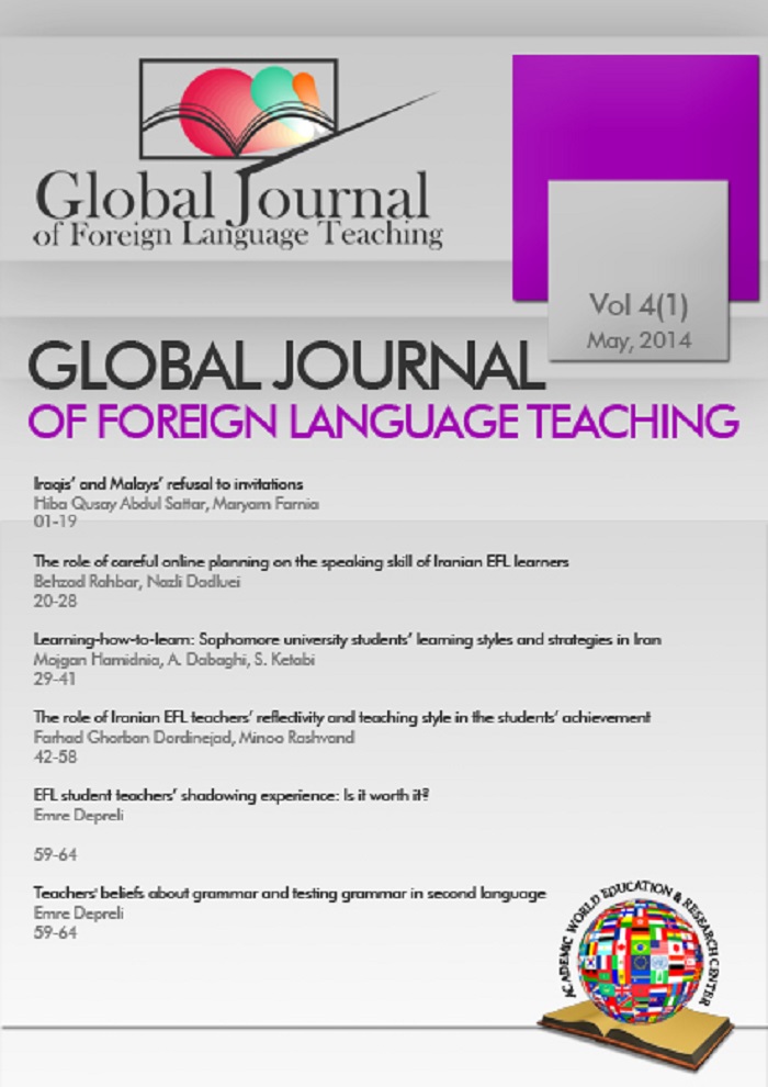 The role of careful online planning on the speaking skill of
Iranian EFL learners Cover Image