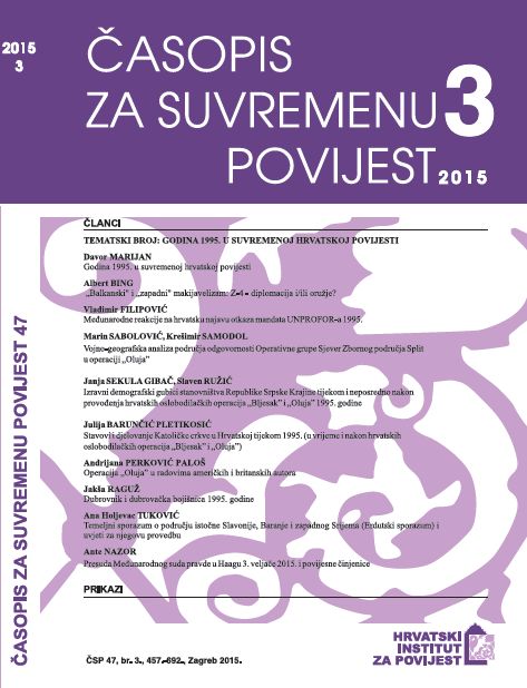 DIRECT DEMOGRAPHIC LOSSES OF POPULATION IN THE REPUBLIC OF SERBIAN KRAJINA DURING AND IMMEDIATELY AFTER THE IMPLEMENTATION OF THE CROATIAN LIBERATION OPERATIONS “THE FLASH” AND “THE STORM” IN 1995 Cover Image