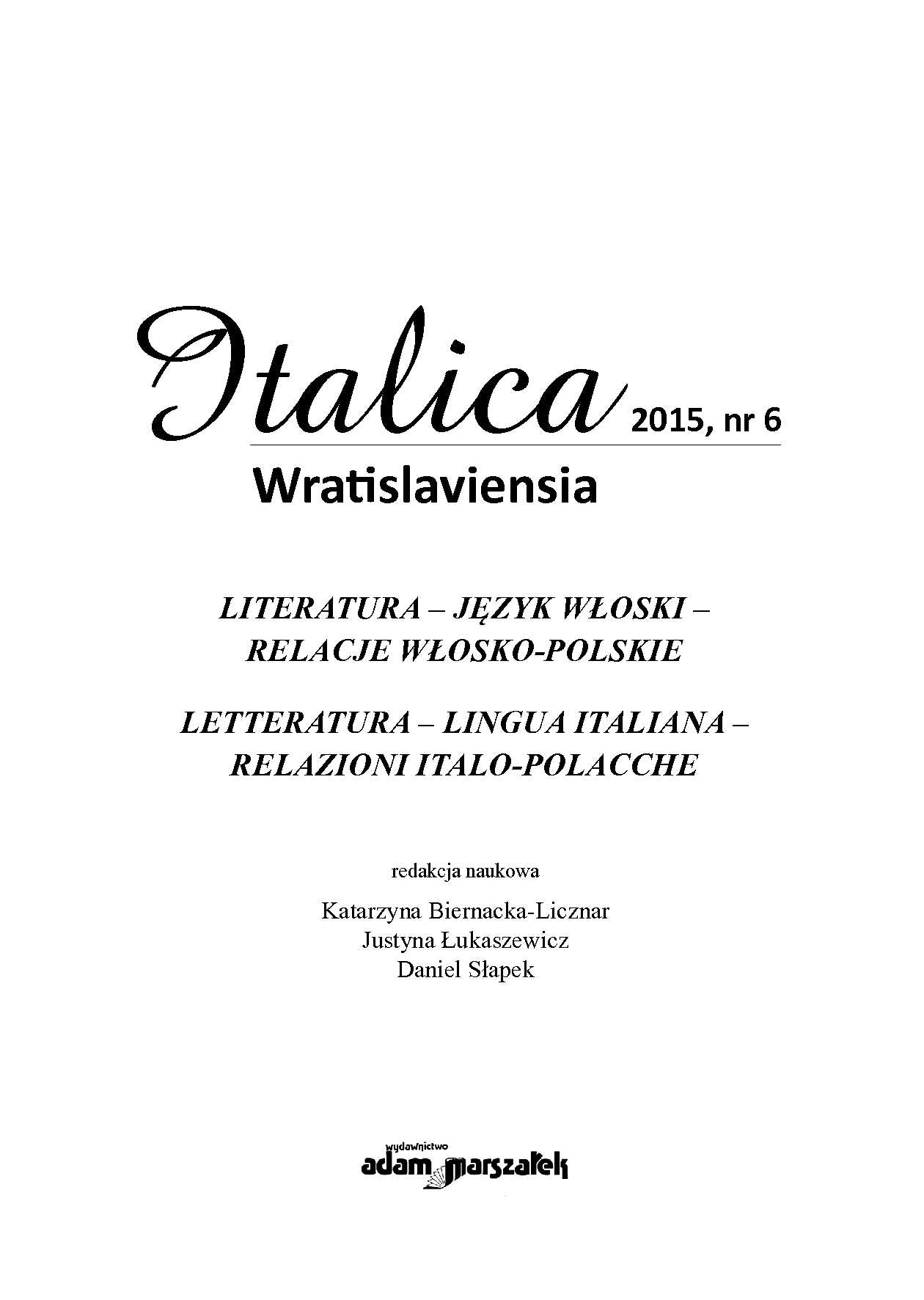 ITALIAN EDUCATION AND PEDAGOGICAL THINKING IN POLISH HISTORICAL-PEDAGOGIC LITERATURE Cover Image