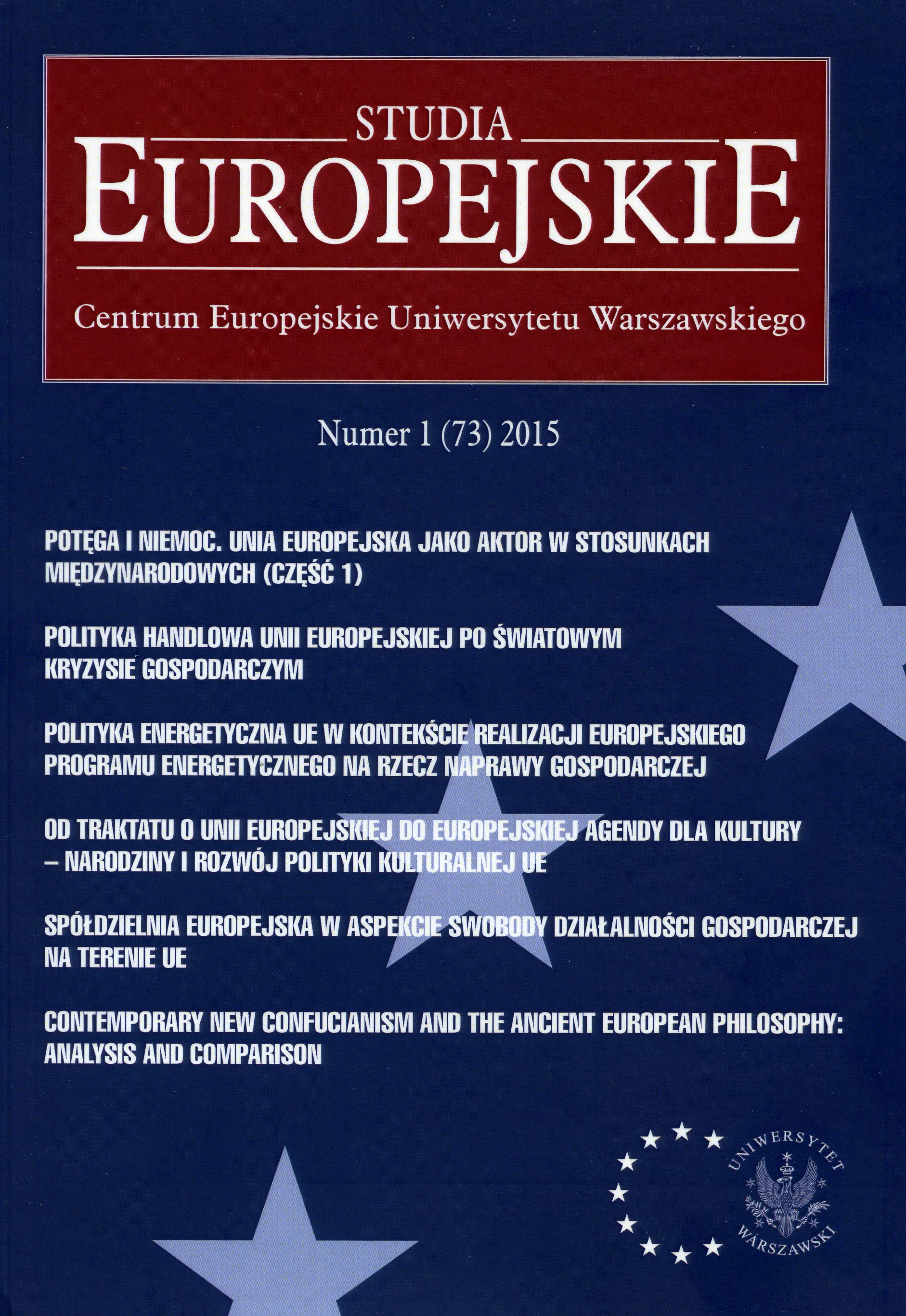 Polityka energetyczna UE w kontekście realizacji Europejskiego programu energetycznego na rzecz naprawy gospodarczej