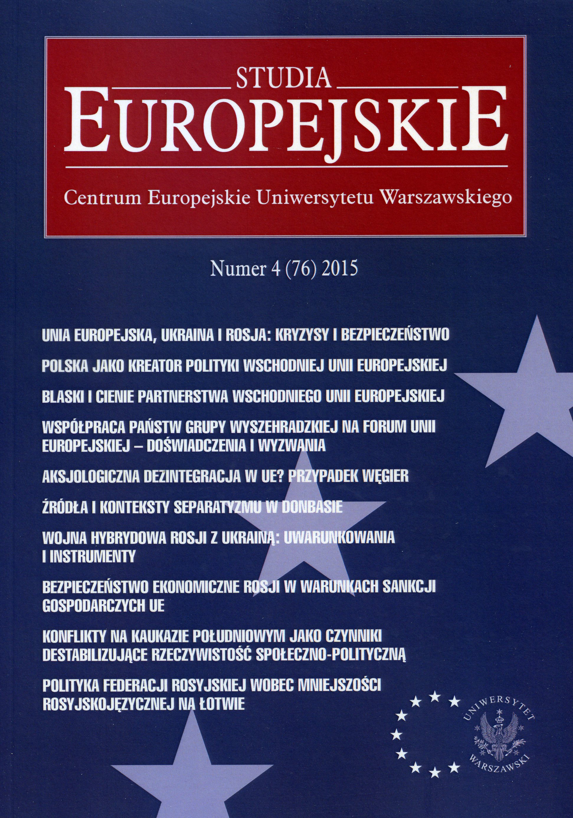 Cooperation between the Countries of the Visegrad Group in the European Union – Experiences and Challenges Cover Image