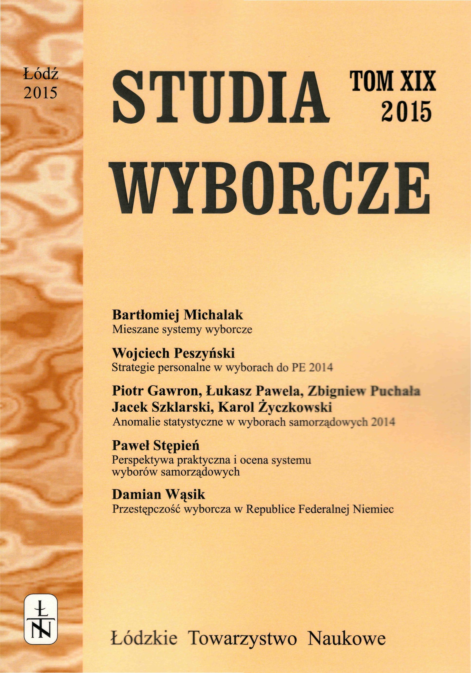 Personal strategies during 2014 European Parliament election. An attempt to assess the effectiveness of Polish political parties Cover Image