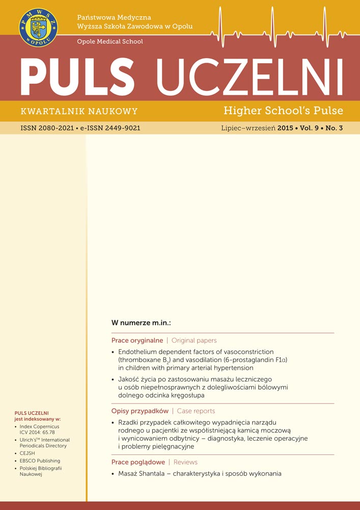 Endothelium dependent factors of vasocons triction (thromboxane B2) and vasodilation (6-prostaglandin F1α) in children with primary arterial hypertension Cover Image