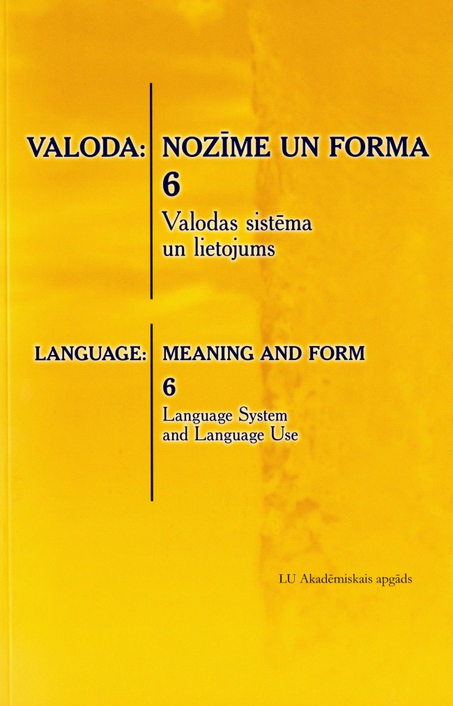 The use of the third person pronouns in “The Balanced Corpus of Modern Latvian” and research articles in English Cover Image