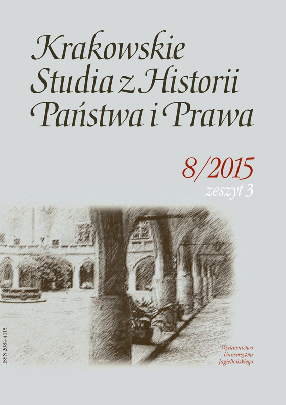 The report on the 25th all-Polish Congress of Legal Historians Devoted to the Study and the Teaching of Law. Past and Present, Kraków, 22nd–25th September 2014 Cover Image