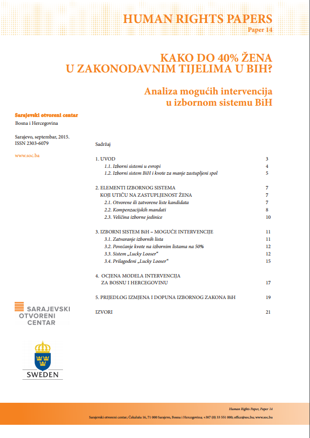 How to achieve 40% of women in legislative bodies in BiH? Cover Image