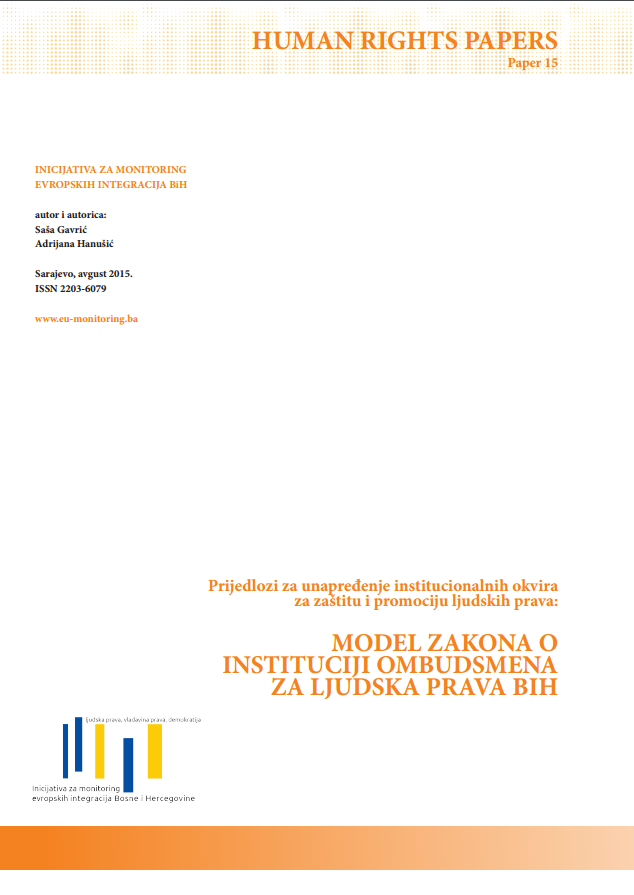 MODEL LAW ON THE INSTITUTION OF HUMAN RIGHTS OMBUDSMAN OF BIH Cover Image