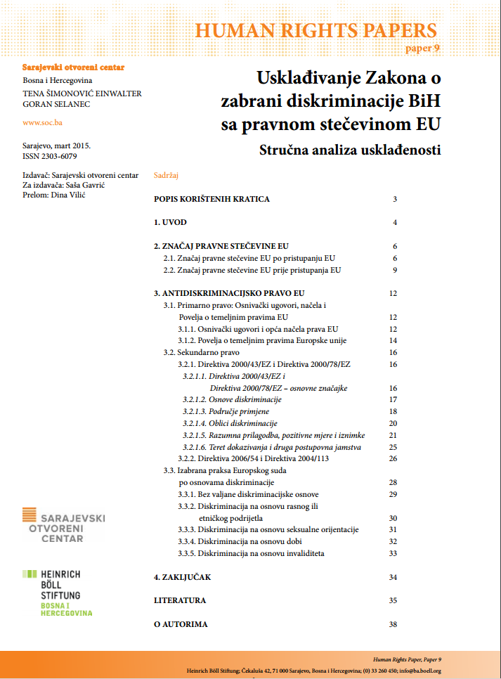 Usklađivanje Zakona o zabrani diskriminacije BiH sa pravnom stečevinom EU