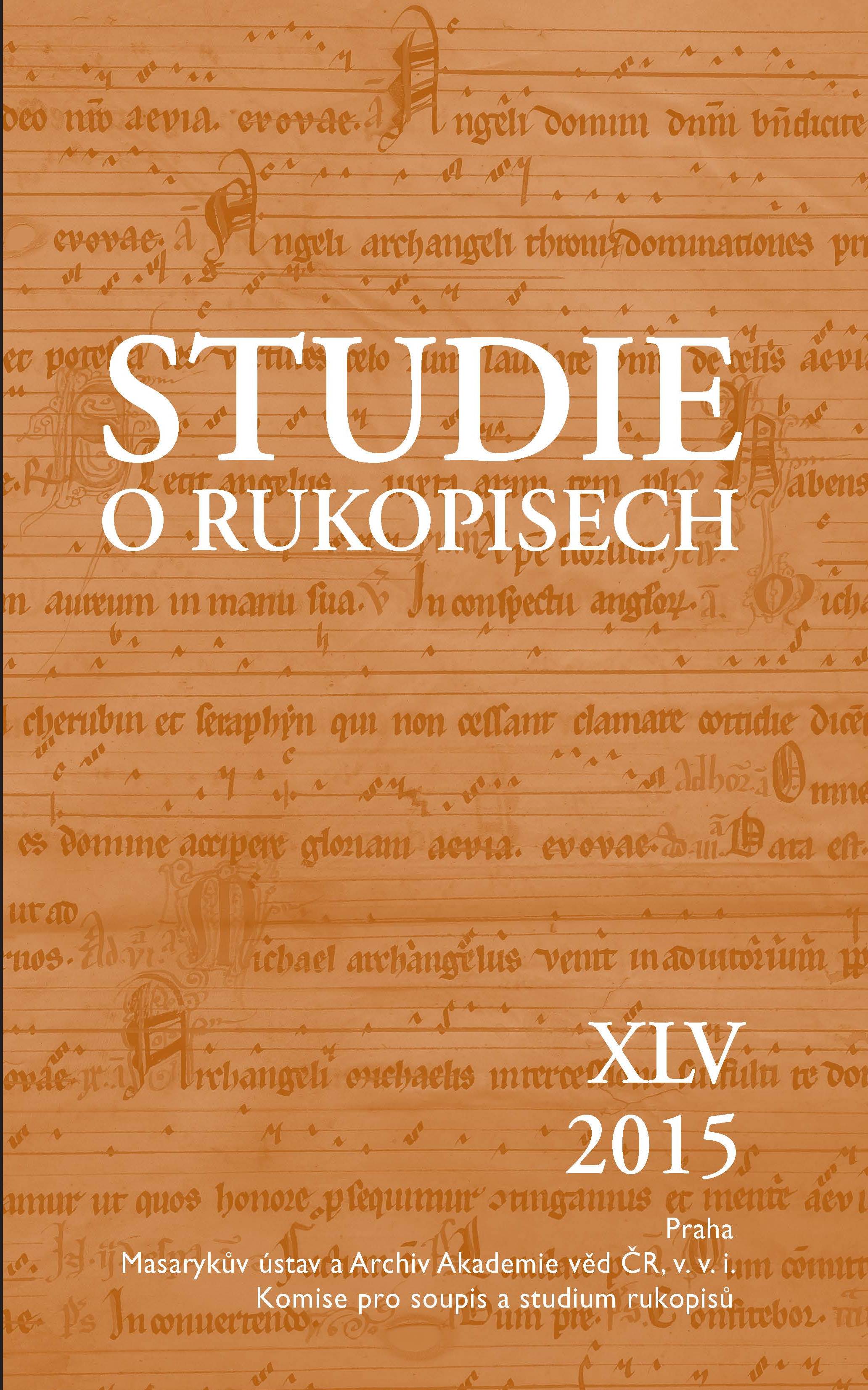 The forgotten collection of the counsellor of appeal Václav Řehoř Hannl or Where came the oldest and most valuable manuscripts of the former majorat Czernin Library from Cover Image