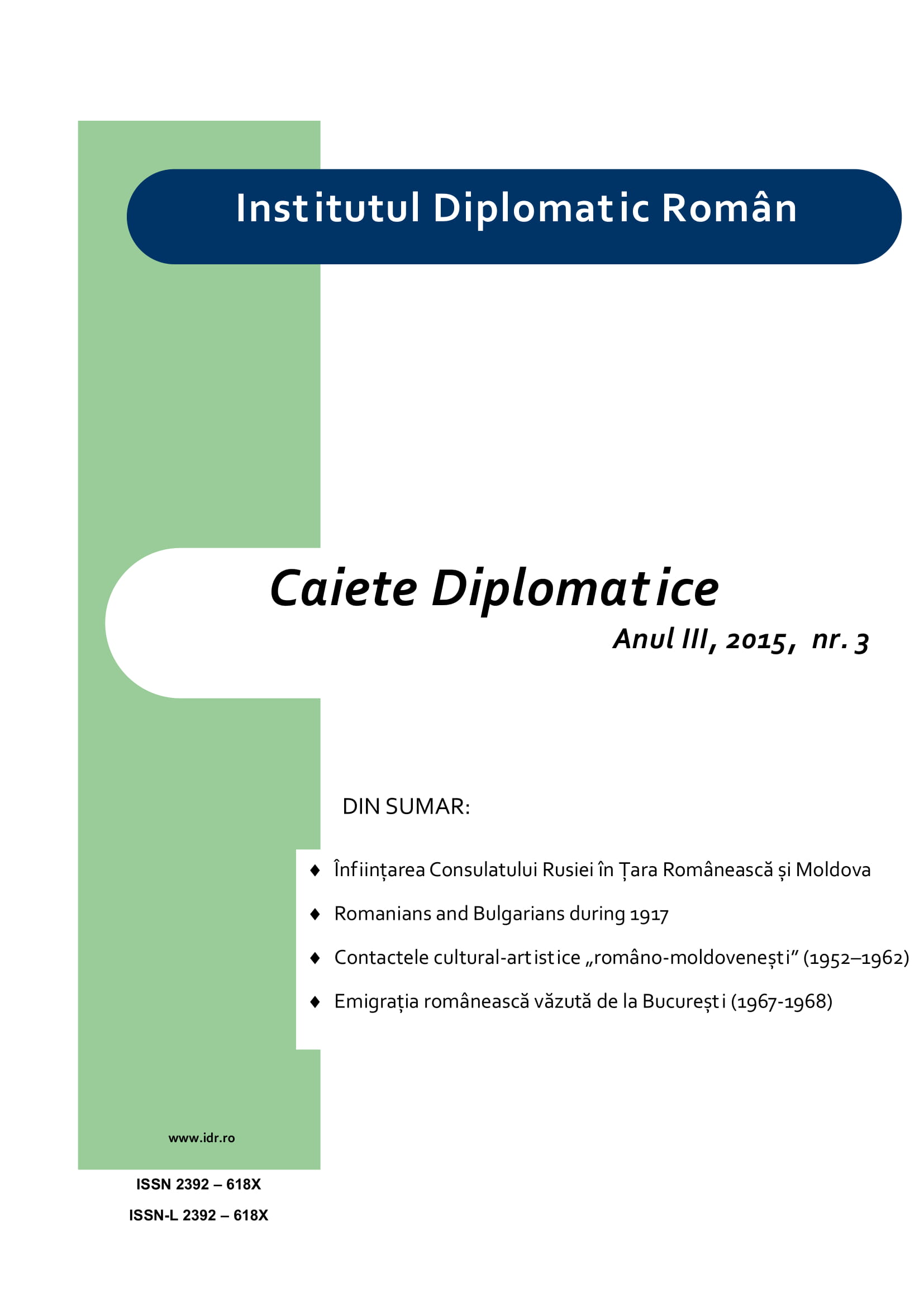 The Establishment of the General Consulate of Russia in Walachia and Moldova, the First Permanent Diplomatic Mission of a Great Power on Romanian Soil Cover Image