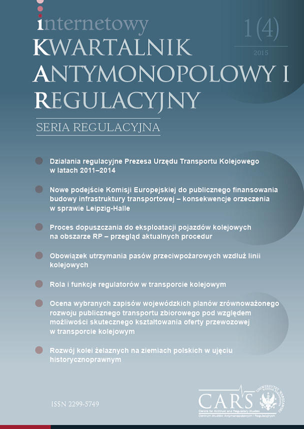 Identification of regulatory actions undertaken by the Polish Railways Regulator – the UTK President (From the Volume Editors) Cover Image
