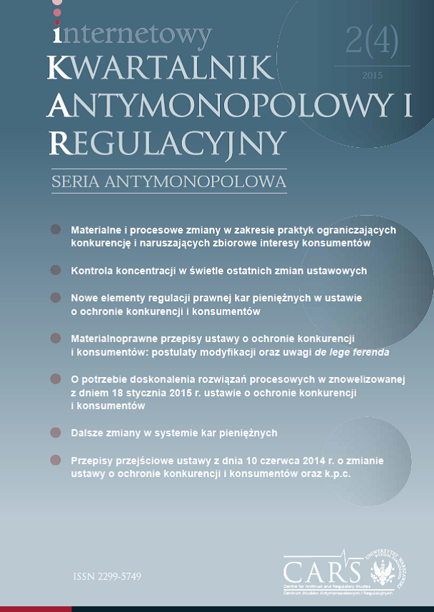 CARS Conference on „The Amended Competition Act – main changes and ways of its further modernization”, Warsaw, 29 January 2015 Cover Image