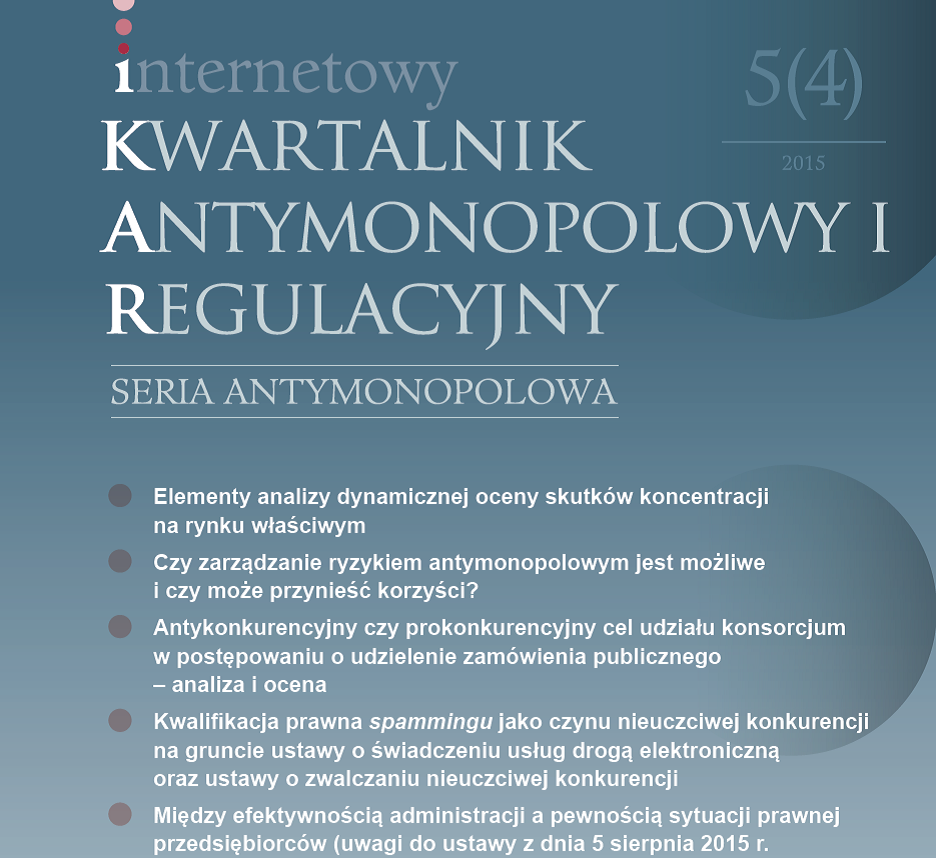 Report on the 1st Polish Congress of Competition Law
 (Warsaw, 13–15 April 2015) Cover Image