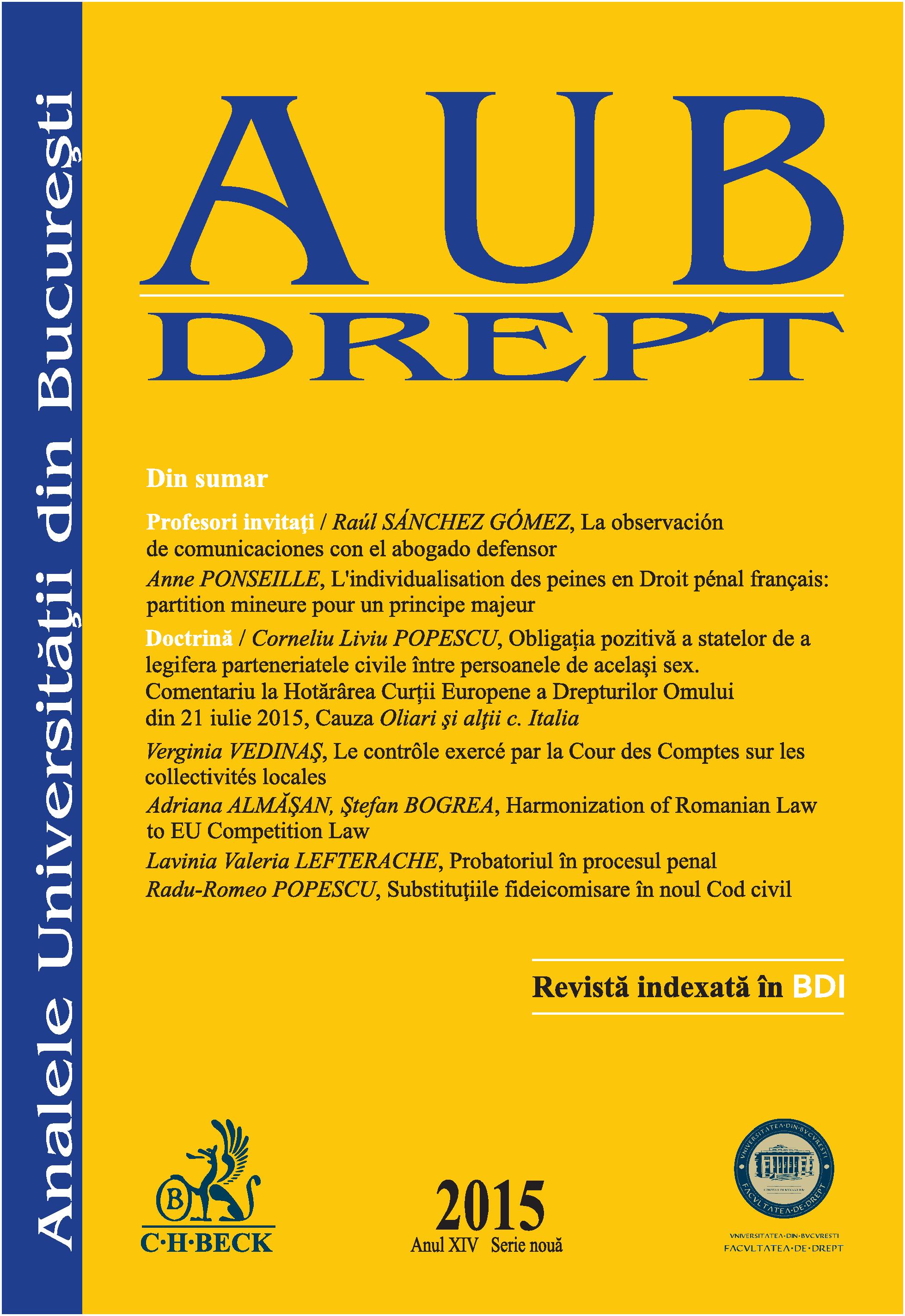 Commentary upon the decision of 26 mars 2012 given by Bucharest Tribunal, 1st Criminal Chamber, in the file 8240/3/2012 Cover Image