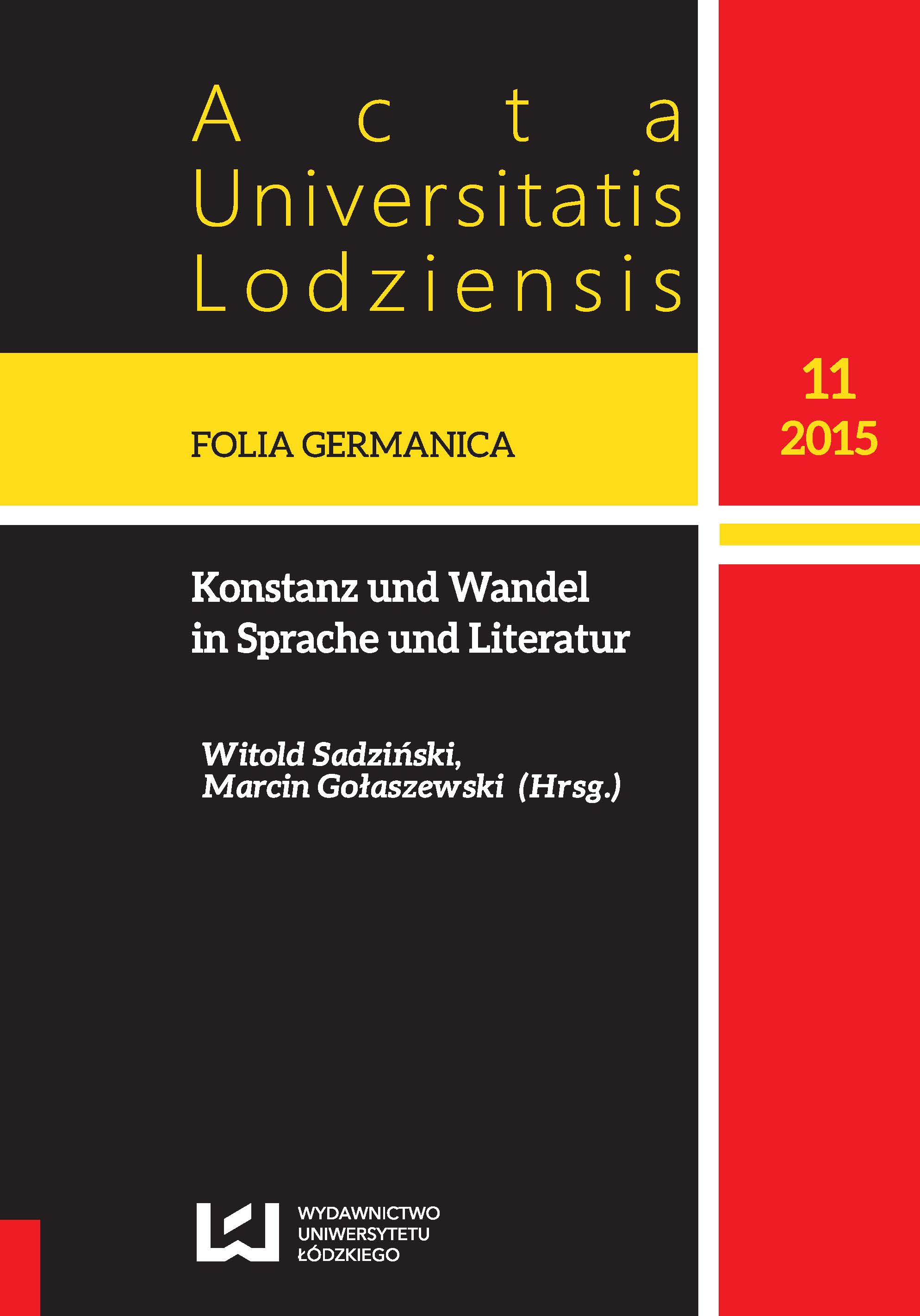 Constancy and changeability in the lexicographic description of chosen German loanwords in the category building industry in ‘Słownik języka polskiego’ edited by Witold Doroszewski and in ‘Słownik języka polskiego’ PWN edited by Elżbieta Sobol Cover Image