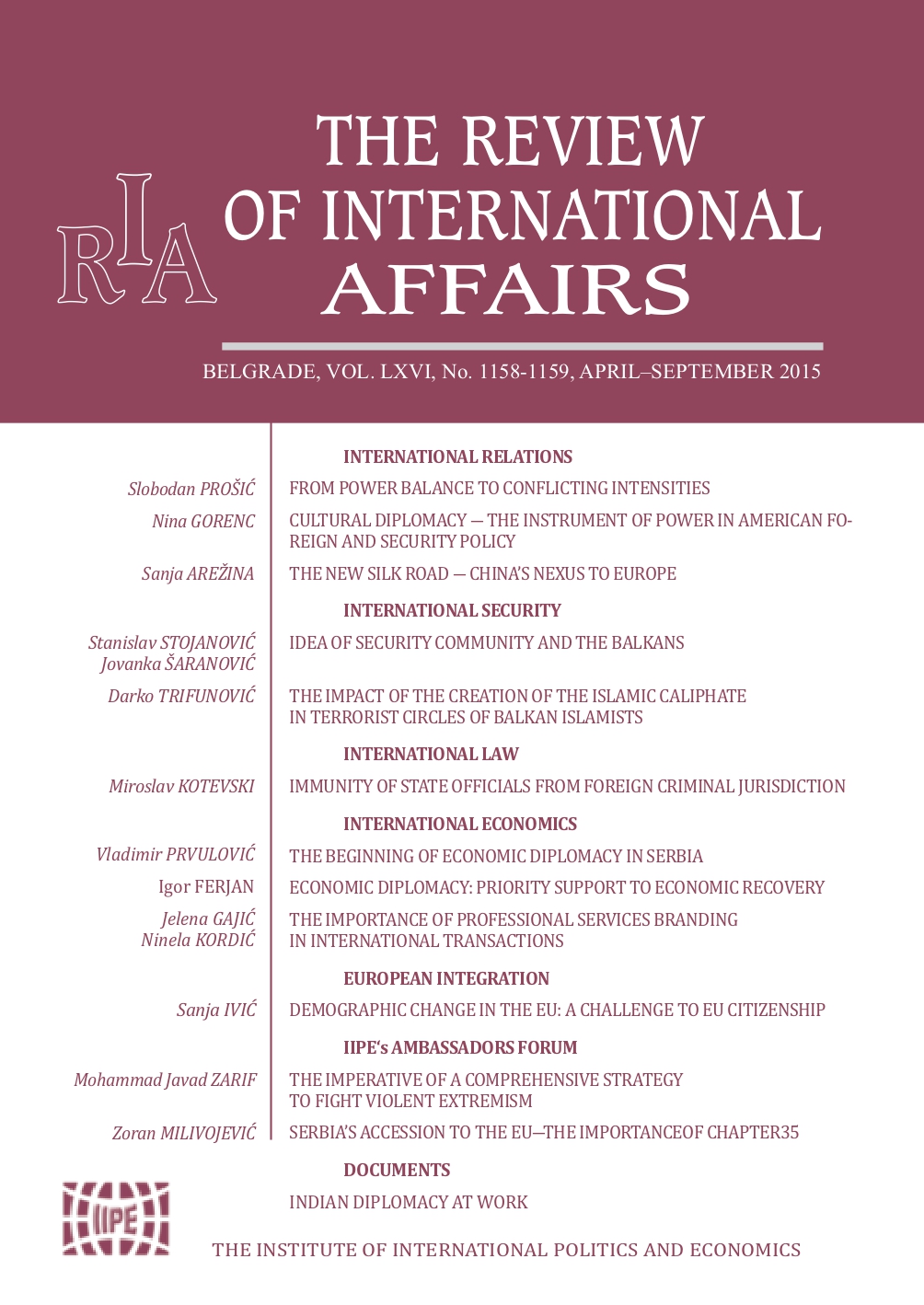 From power balance to conflicting intensities: toward a new paradigm of international relations Cover Image