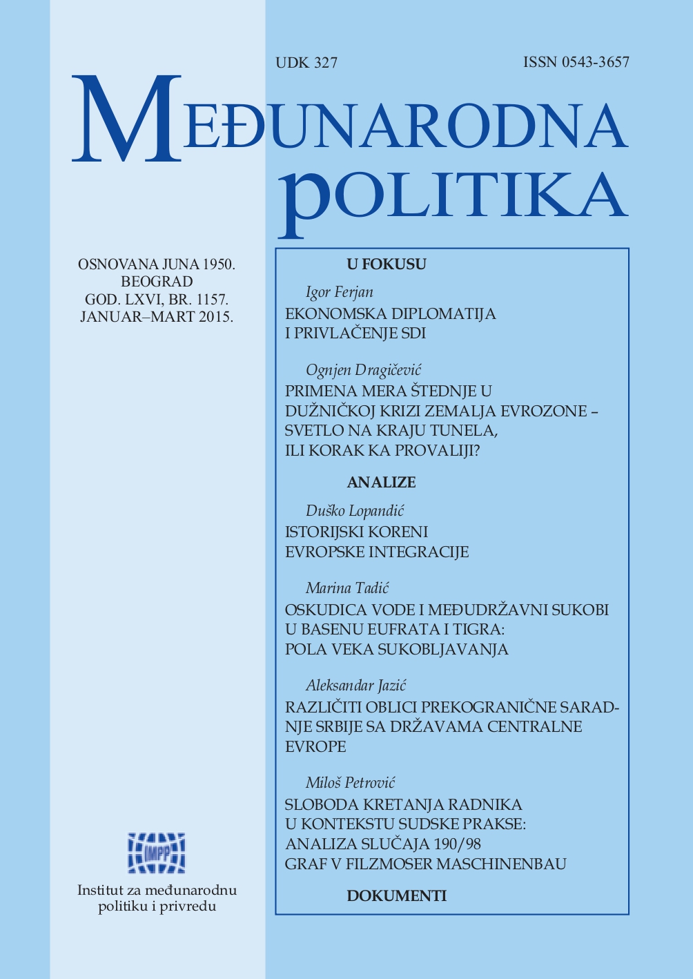 Oskudica vode i međudržavni sukobi u basenu Eufrata i Tigra: Pola veka sukobljavanja