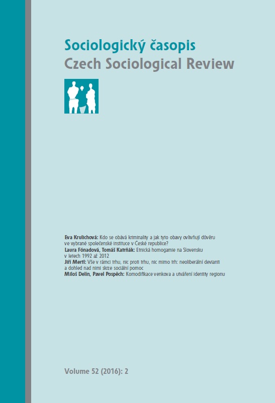Who Fears Crime and How Does This Fear Influence Trust in Selected Social Institutions in the Czech Republic? Cover Image