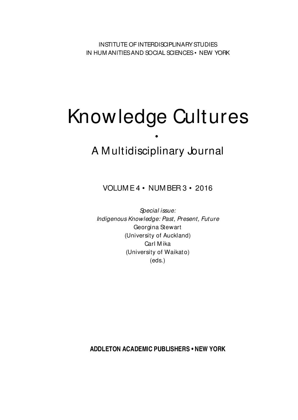 FEATURE ARTICLE: INDIGENOUS KNOWLEDGE, METHODOLOGY AND MAYHEM: WHAT IS THE ROLE OF METHODOLOGY IN PRODUCING INDIGENOUS INSIGHTS? A DISCUSSION FROM MĀTAURANGA MĀORI Cover Image