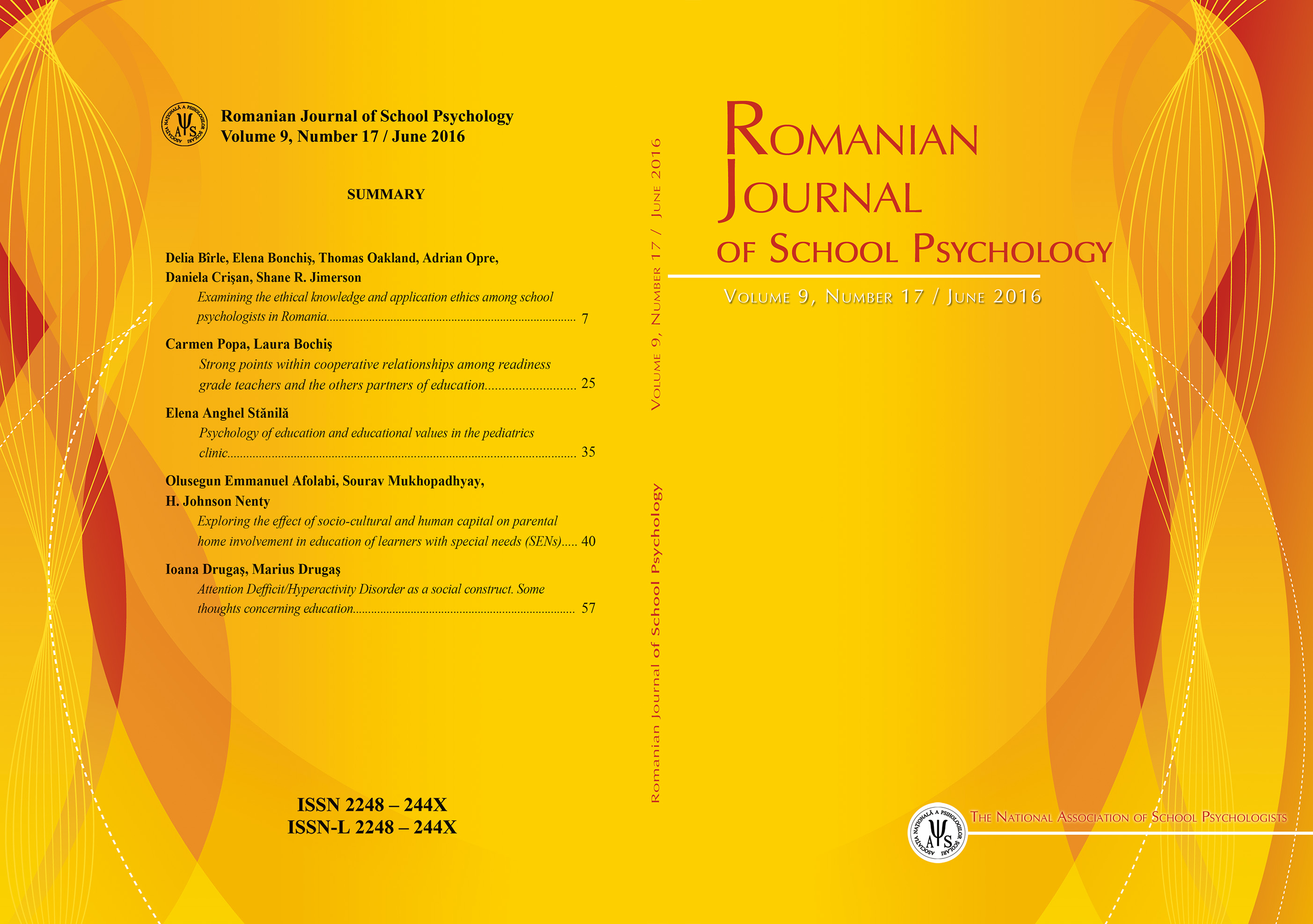 Examining the ethical knowledge and application ethics among school psychologists in Romania Cover Image