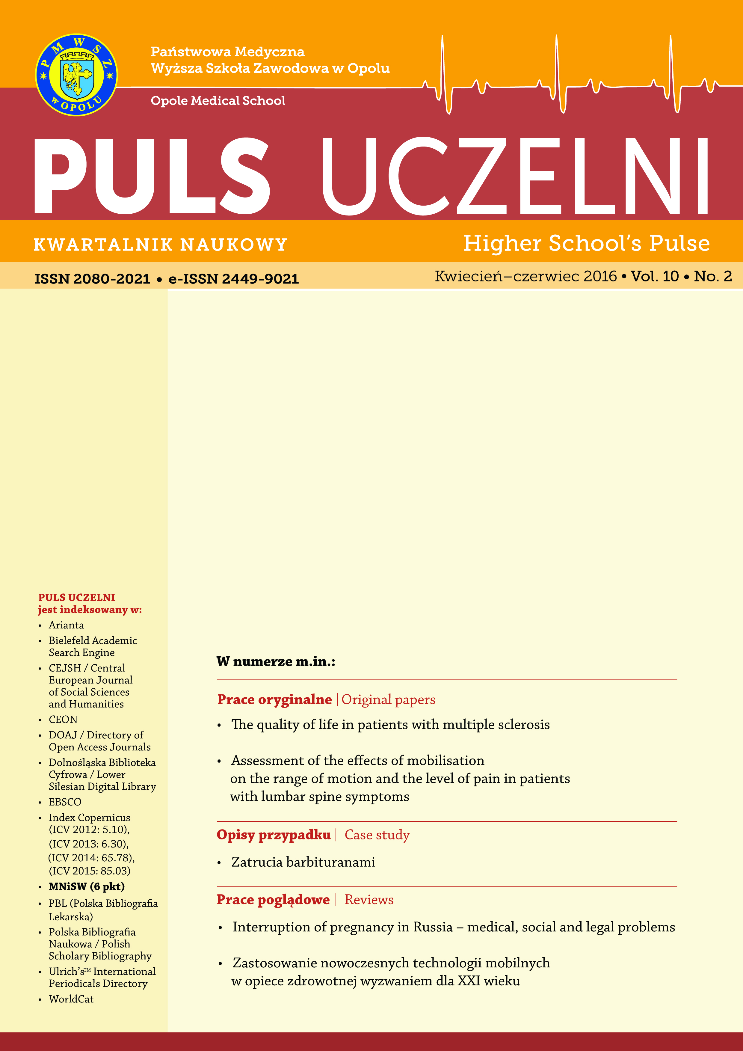 The Quality of Life in Patients with Multiple Sclerosis Cover Image