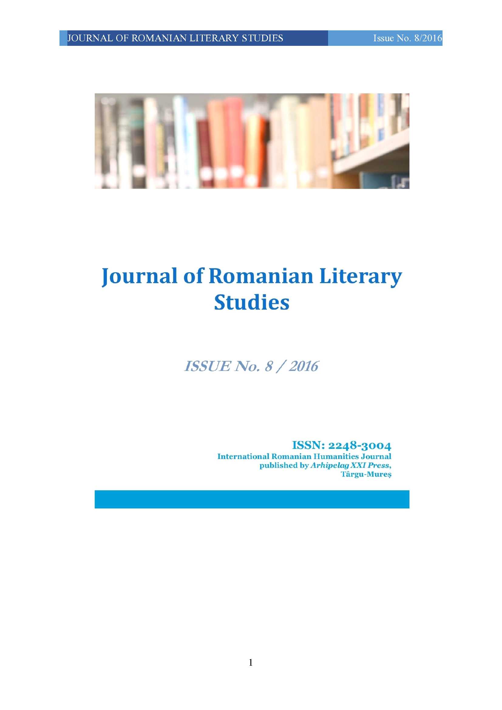 DIMINUTIVE AND AUGMETATIVE SUFFIXES IN THE ROMANIAN LANGUAGE. SPECIAL ATTENTION PAID TO THE TOPONYMS OF BISTRA AND SEBEȘ VALLEYS (CARAȘ-SEVERIN COUNTRY) Cover Image